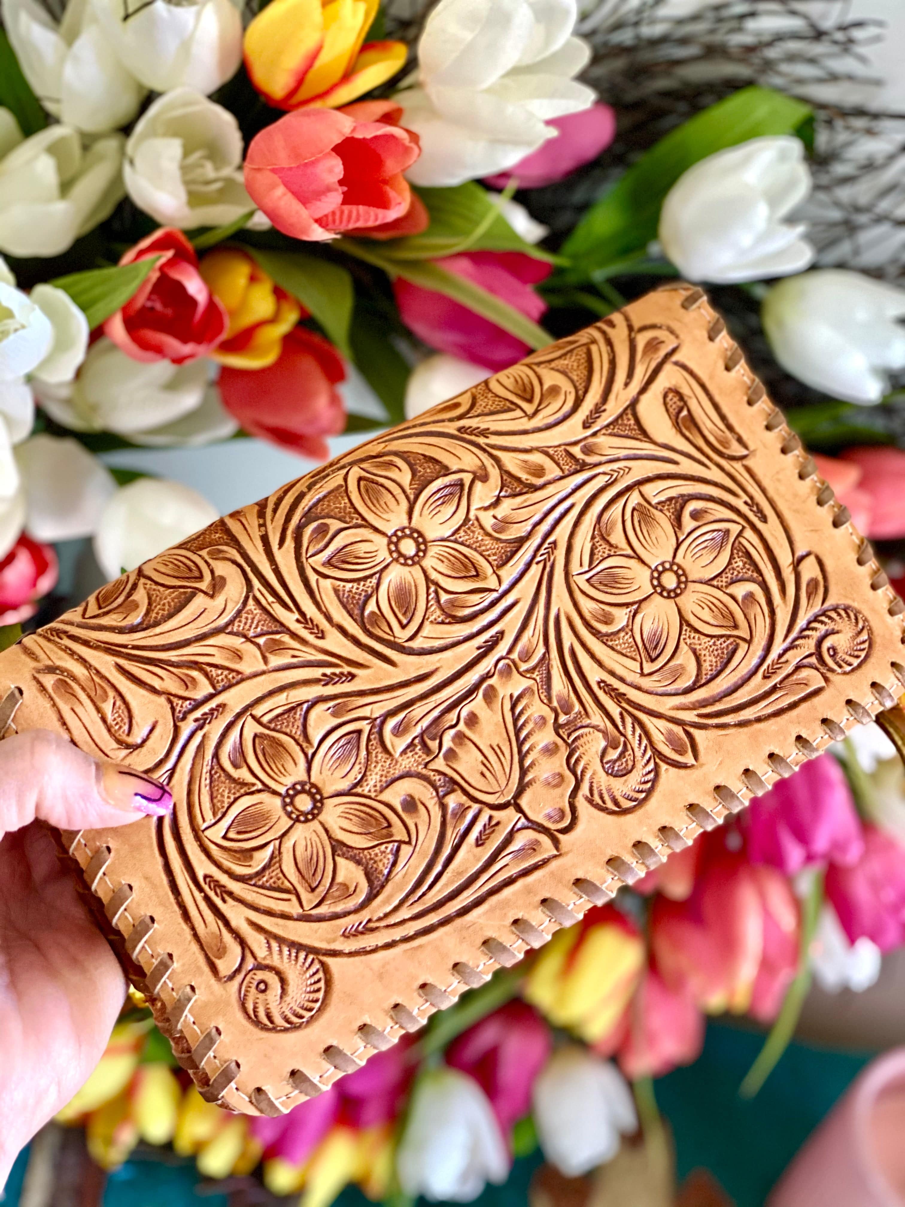 The Catalina Tooled Leather Clutch Organizer Wallet – Shop Envi Me