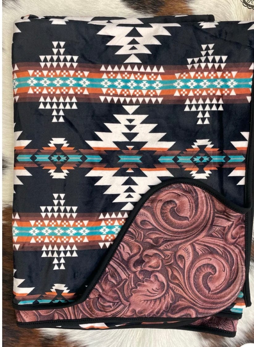 Tooled In Aztec Western Throw Blanket