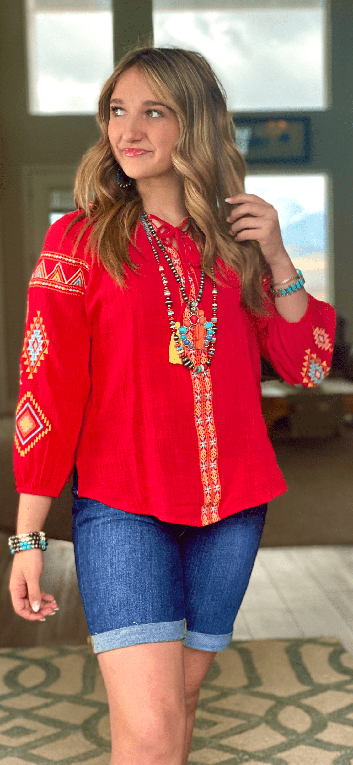 The Red Fiesta Cinco Embroidered Top