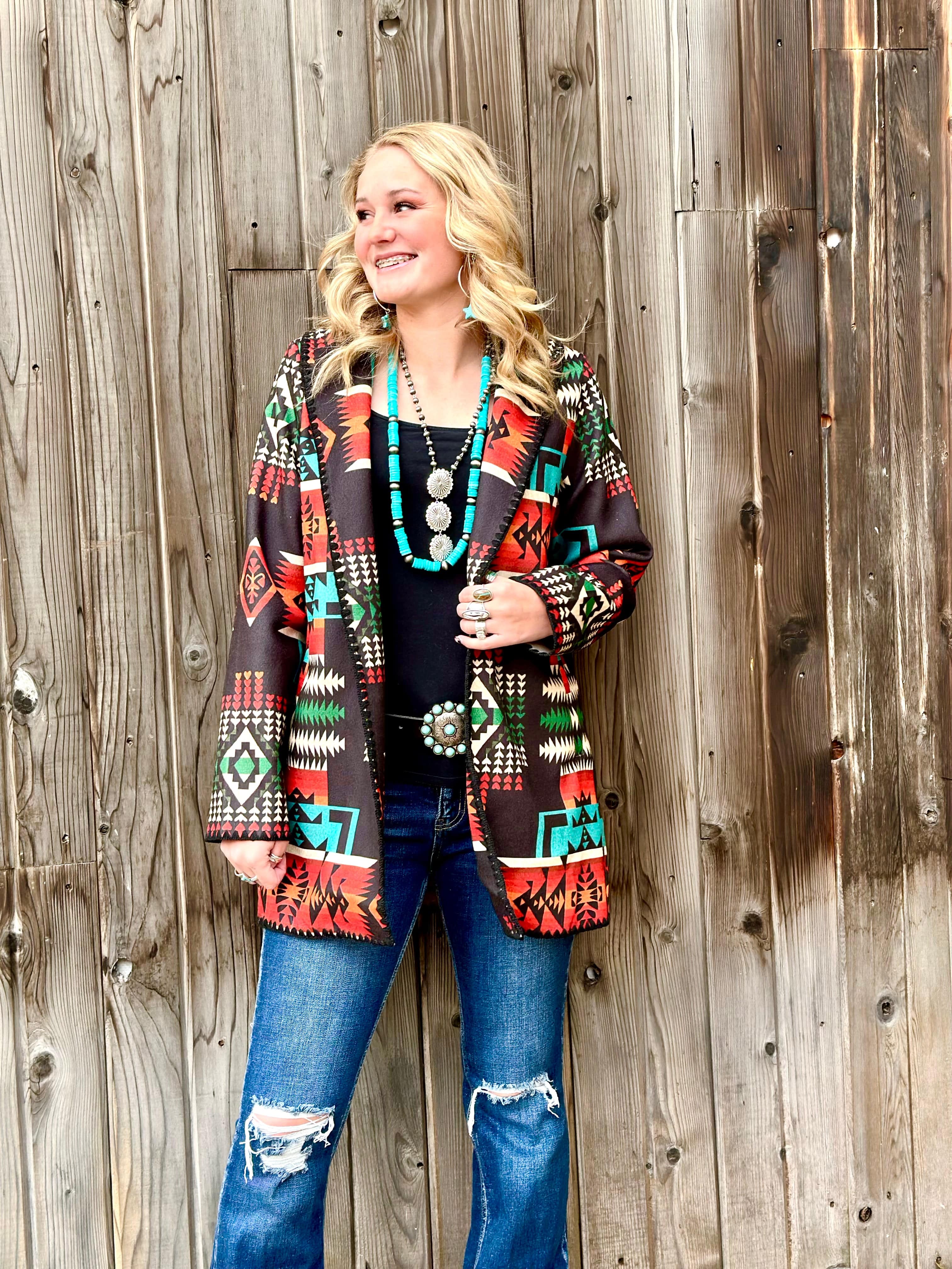 Keep It Gypsy Rosie Axis Cowhide And Turqouis Aztec – Rustic Mile Boutique