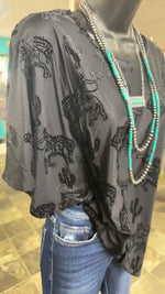 The Western Ways Velvet Horses Loose Fit Mesh Top