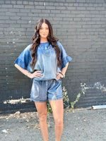 Shop Envi Me Bottoms The Beachy Blue Chambray Cargo Short