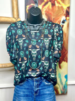 Shop Envi Me Tops and Tunics The Cactus Longhorn Western Top