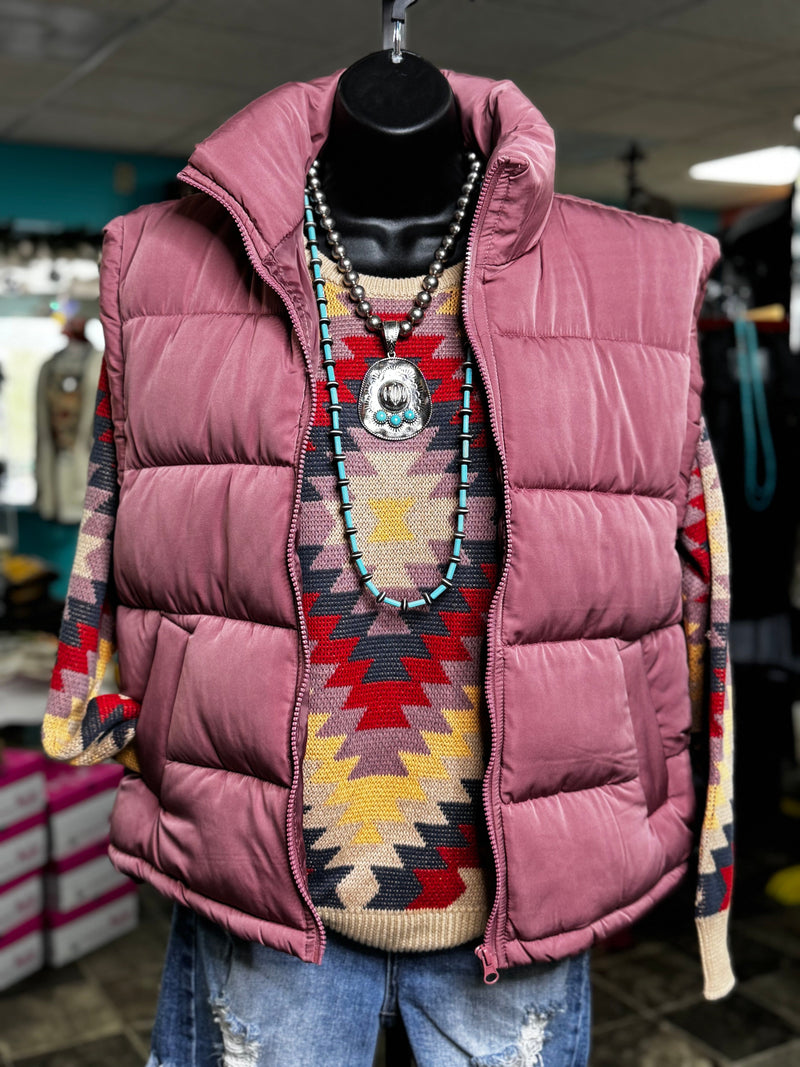 Shop Envi Me Outerwear The Call Me Spring Dusty Pink Puffer Vest 2.4