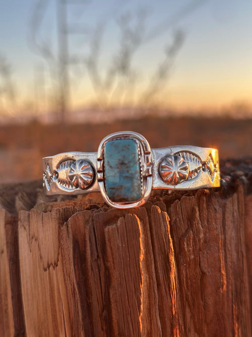 Shop Envi Me Bracelets Silver & Turquoise The Casita NA Sterling Silver & Kingman Turquoise (Real) Southwest Cuff Bracelet - Only One!