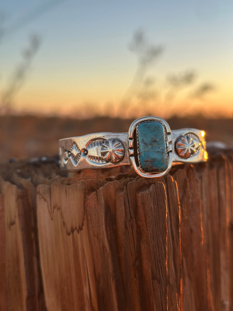 Shop Envi Me Bracelets Silver & Turquoise The Casita NA Sterling Silver & Kingman Turquoise (Real) Southwest Cuff Bracelet - Only One!