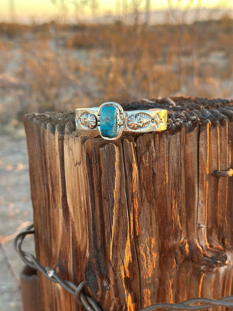 Shop Envi Me Bracelets Silver & Turquoise The Casita NA Sterling Silver & Kingman Turquoise (Real) Southwest Cuff Bracelet - Only One!