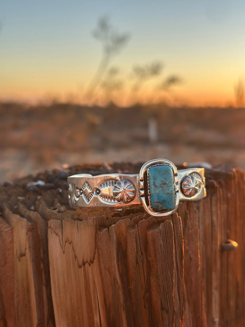 Shop Envi Me Bracelets Silver & Turquoise The Casita NA Sterling Silver & Kingman Turquoise (Real) Southwest Cuff Bracelet - Only One!