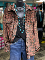 Shop Envi Me Cardigans and Kimonos The Cheetah Velvet Minnetonka Shacket Jacket