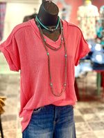 Shop Envi Me Tops and Tunics The Coral Moonlight Corded V Neck Top