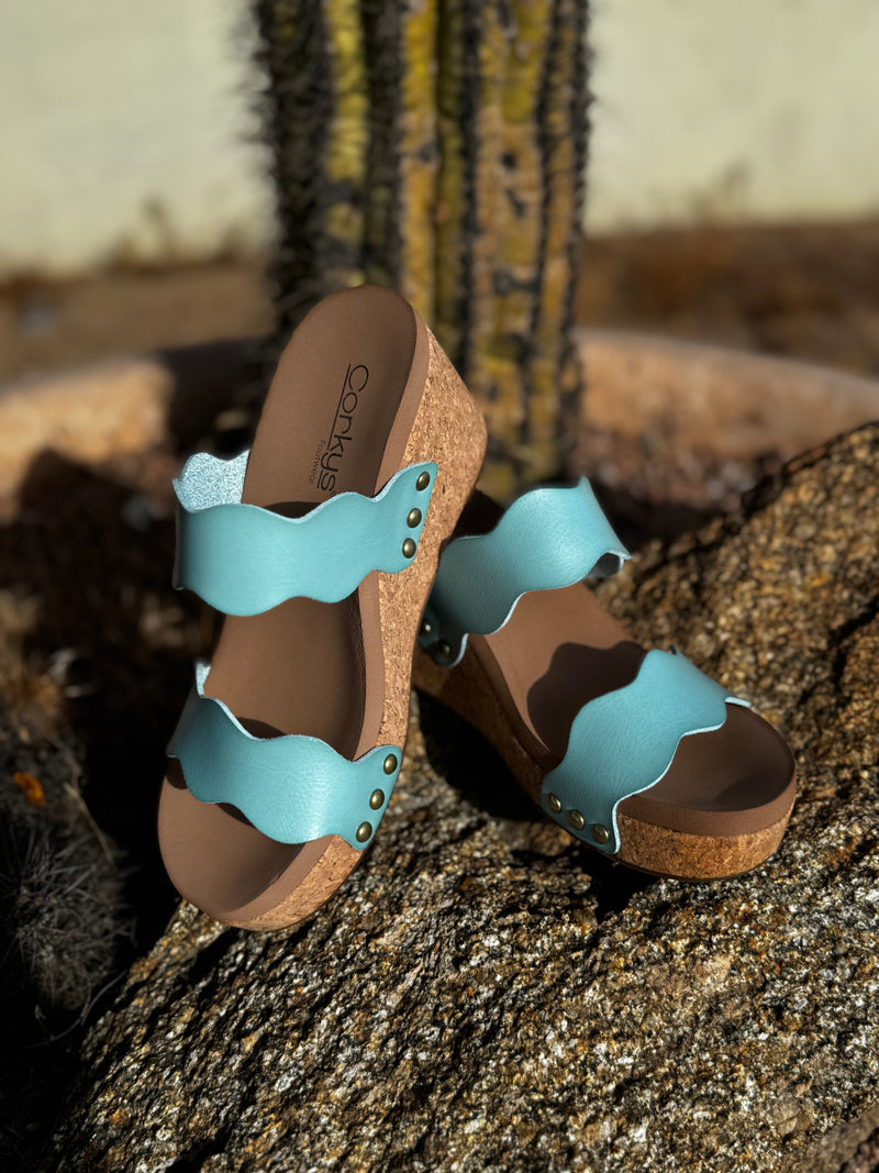 Corky’s Footwear The Corky’s Turquoise Spring Breeze Wedge Sandal