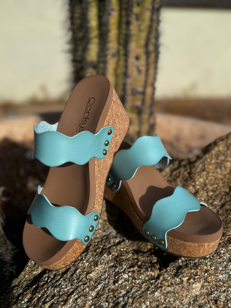 Corky’s Footwear The Corky’s Turquoise Spring Breeze Wedge Sandal