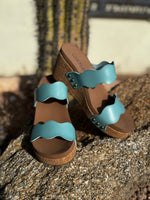 Corky’s Footwear The Corky’s Turquoise Spring Breeze Wedge Sandal