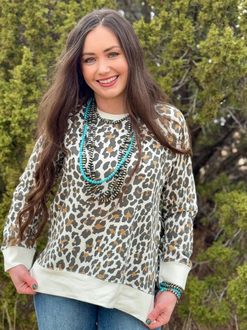 Shop Envi Me Tops and Tunics The Cozy Jungle Cheetah Sweatshirt