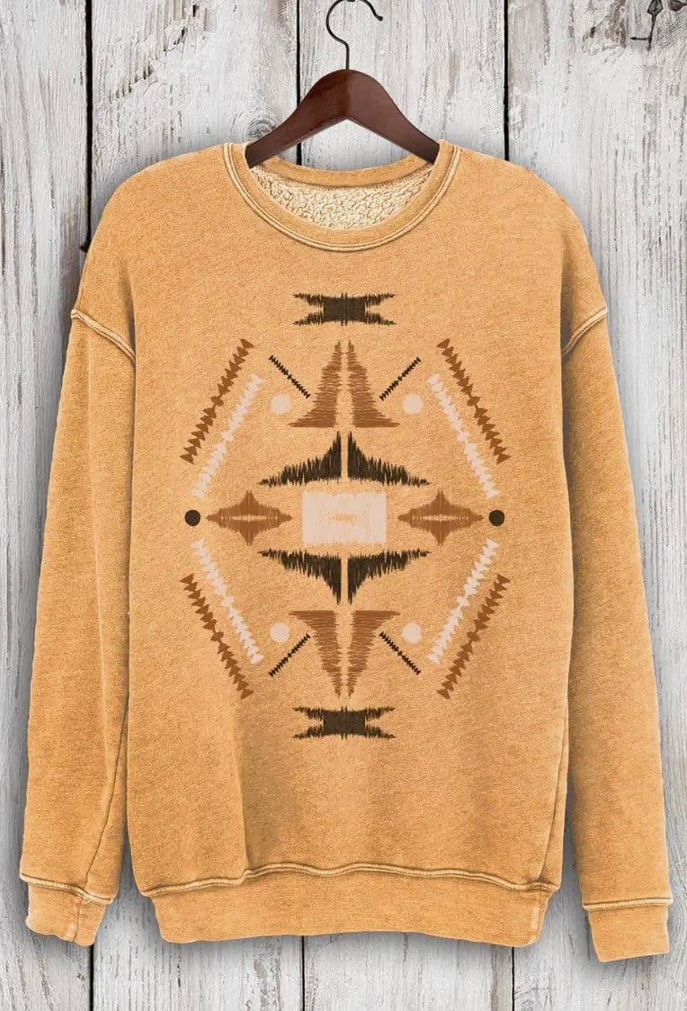 Shop Envi Me The Cozy Mustard Aztec Sweatshirt