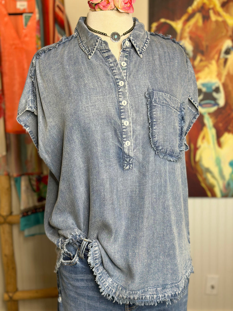 Shop Envi Me Tops and Tunics The Danville Denim Top