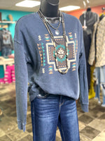 Shop Envi Me Tops and Tunics The Desert Blue Aztec Sweatshirt