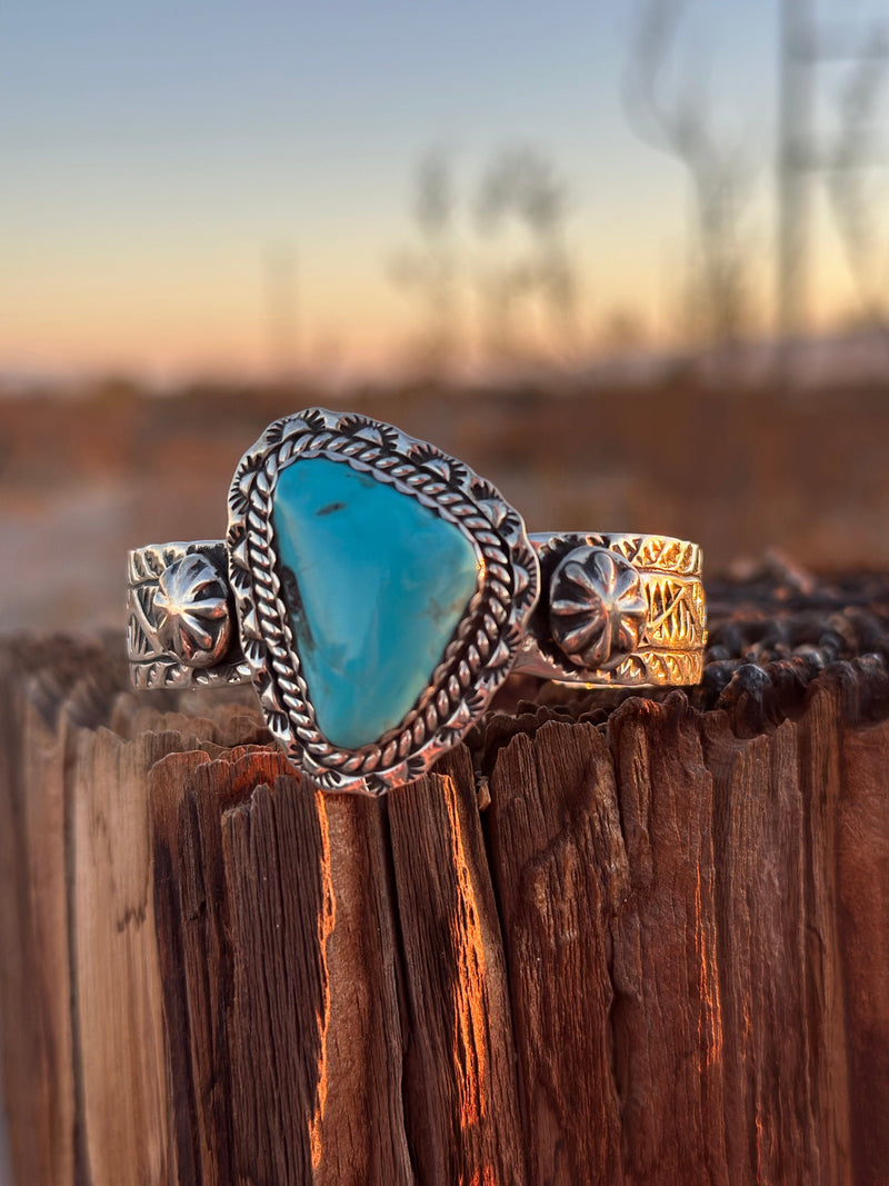 Shop Envi Me Bracelets Silver & Turquoise The Desert Hills NA Sterling Silver & Kingman Turquoise (Real) Southwest Cuff Bracelet - Only One!