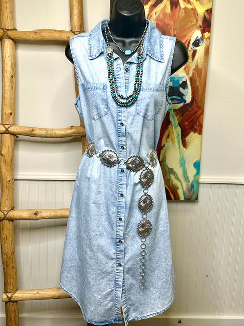 Shop Envi Me Tops and Tunics The Ensenada Summer In The Southwest Chambray Dress