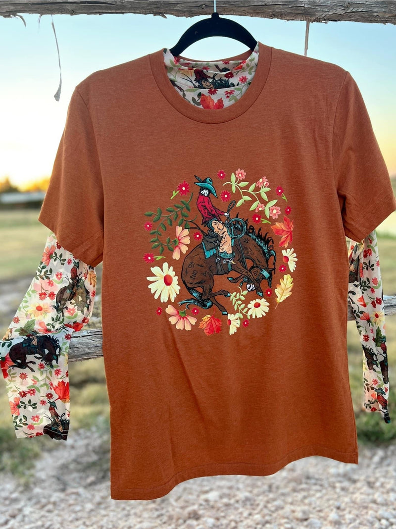 Shop Envi Me It's T-shirt Kinda Day The Fall Floral Bronc Tee