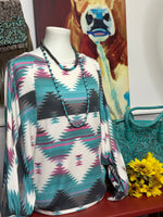 Shop Envi Me Tops and Tunics The Fall in Amarillo Aztec Corded Top