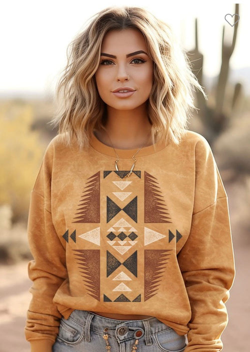 Shop Envi Me The Fall Mustard Aztec Pullover