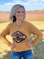 Shop Envi Me It's T-shirt Kinda Day The Fall Mustard Isabel Aztec Long Sleeve T