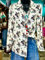 Shop Envi Me tops The Headed To The PBR Retro Button Up Top