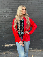 Shop Envi Me Cardigans and Kimonos The Holiday Red Velvet Song Of San Antone Shirt