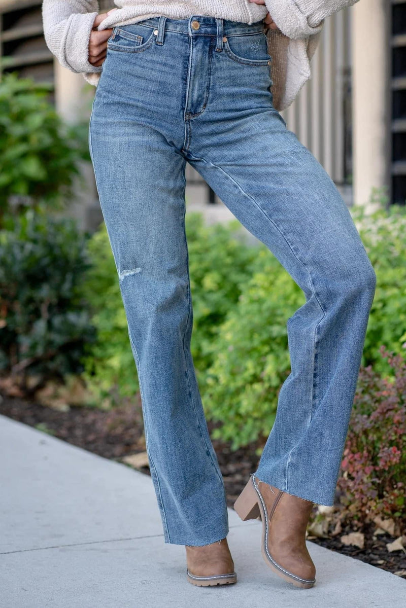 Kiwidrop Jeans The Judy Blue Boot Stitch Straight Leg Denim