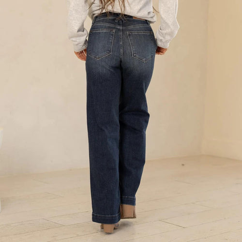 Kiwidrop Jeans The Judy Blue Double Button Straight Leg Denim