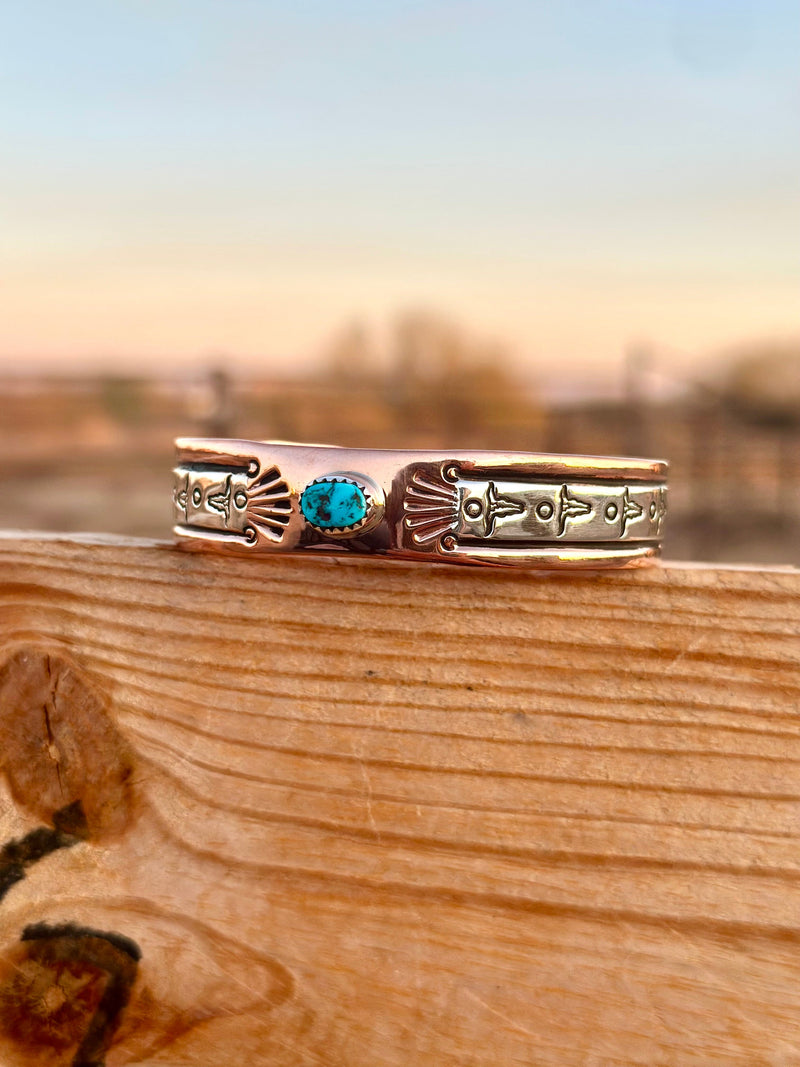 Shop Envi Me Bracelets Sterling Silver Kingman Turquoise & Copper The Longhorns Turquoise Copper & Sterling Silver Cuff Bracelet