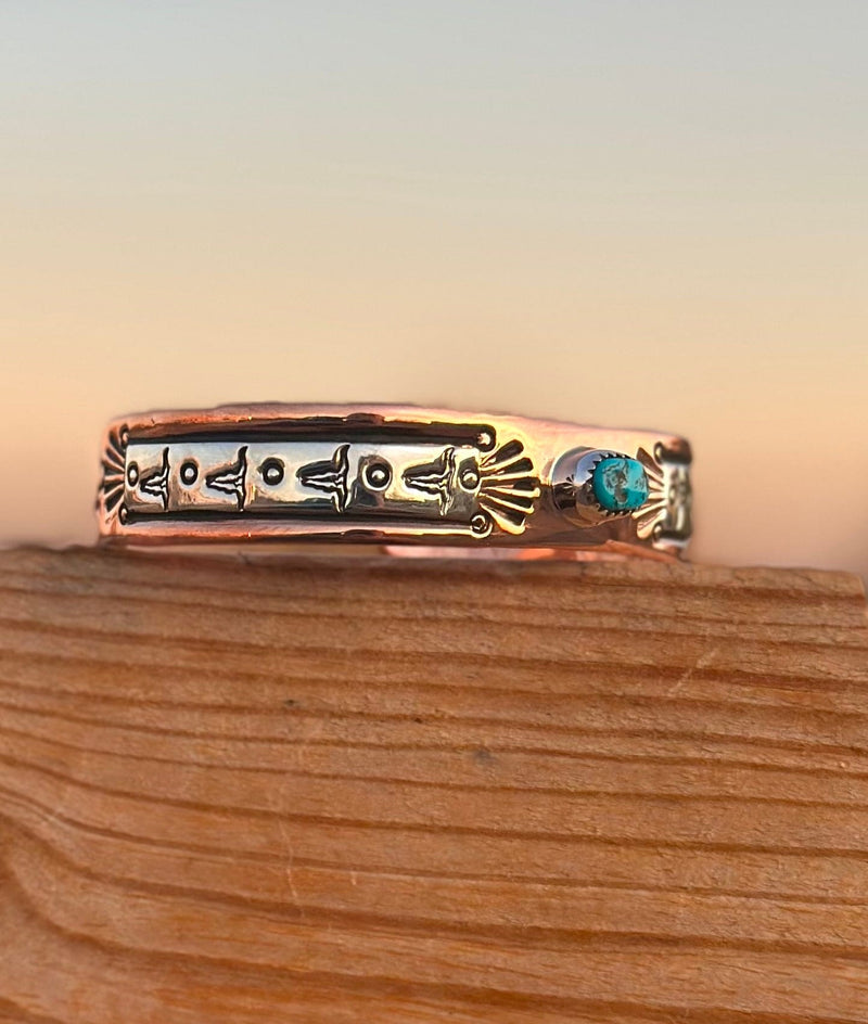 Shop Envi Me Bracelets Sterling Silver Kingman Turquoise & Copper The Longhorns Turquoise Copper & Sterling Silver Cuff Bracelet