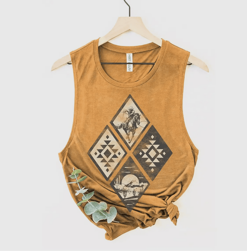 Shop Envi Me Tops and Tunics The Mustard Sunset Cowboy Tank