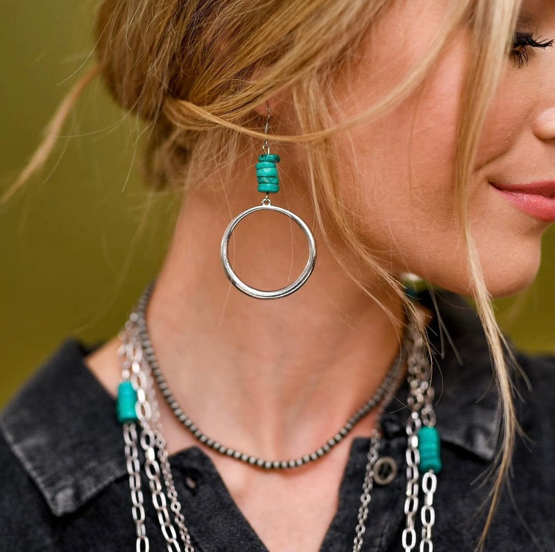 Shop Envi Me Earrings Turquoise The New Turquoise Drop Hoop Earrings