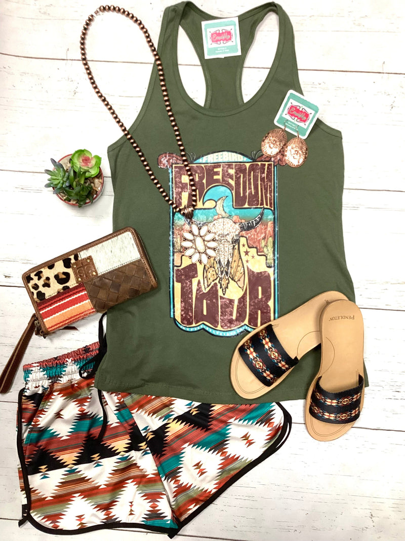 Shop Envi Me Tops and Tunics The Olive Freedom Tour Band Tank