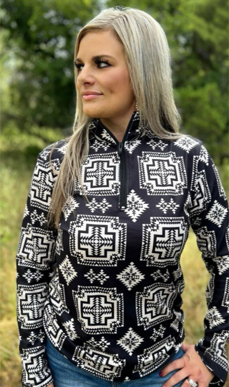 Shop Envi Me Tops and Tunics The On The Mesa Quarter Zip Aztec Pullover 2.4