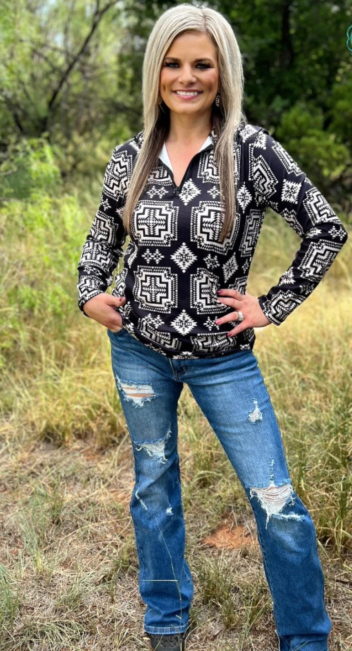 Shop Envi Me Tops and Tunics The On The Mesa Quarter Zip Aztec Pullover 2.4