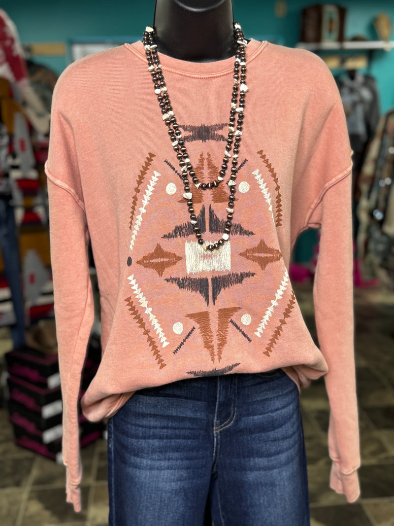 Shop Envi Me The Peachy Aztec Sweatshirt