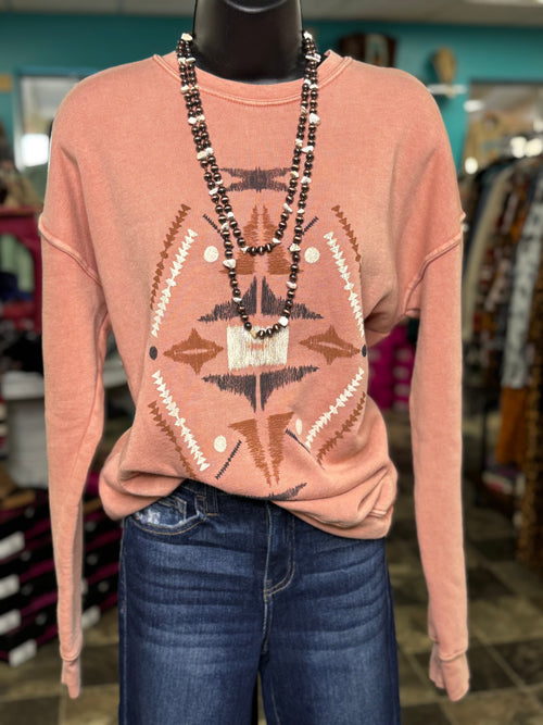 Shop Envi Me The Peachy Aztec Sweatshirt