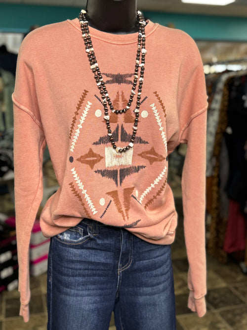 Shop Envi Me The Peachy Aztec Sweatshirt