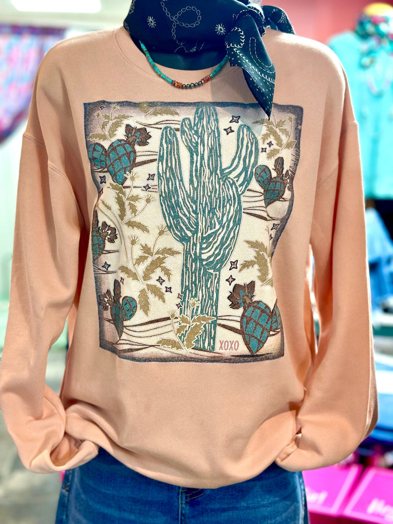 Shop Envi Me Tops The Peachy Desert Cactus Sweatshirt