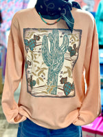 Shop Envi Me Tops The Peachy Desert Cactus Sweatshirt