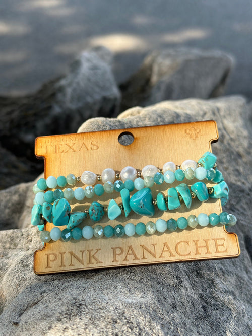 Shop Envi Me Jewelry Stack Set / Turquoise The Pink Panache Fall For Turquoise Stack Bracelet Set