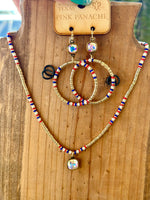 Shop Envi Me Jewelry Earring & Necklace Set / Multi The Pink Panache Red, Blue, & Gold Necklace & Earring Set