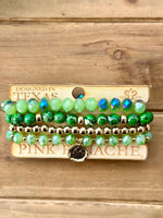 Shop Envi Me Jewelry Stack Set / Green The Pink Panache Show Me The Green & Gold Stack Bracelet Set