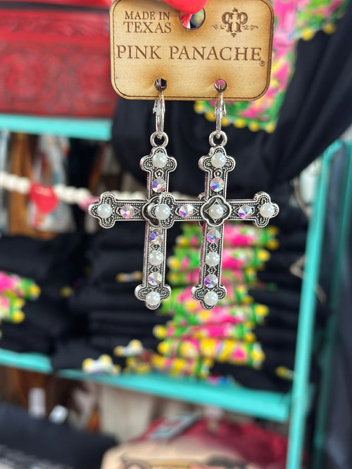 Shop Envi Me Earring Gold The Pink Panache Silver Crystal Cross Earrings