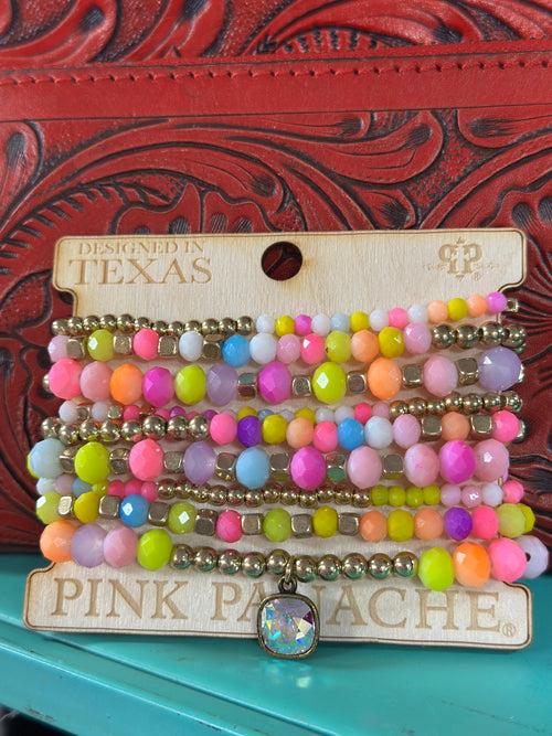 Shop Envi Me Jewelry Stack Bracelet / Pink The Pink Panache Think Spring Stack Bracelet Set