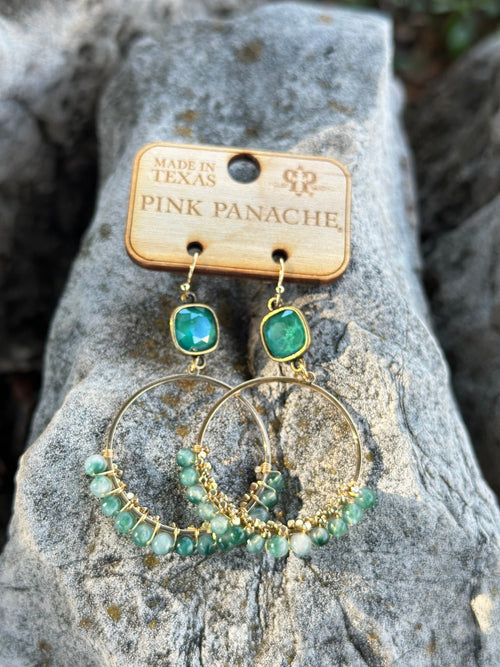 Shop Envi Me Earrings The Pink Panache Turquoise Fall Crystal Circle Earrings