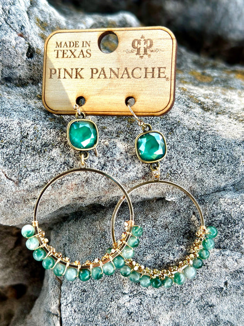 Shop Envi Me Earrings The Pink Panache Turquoise Fall Crystal Circle Earrings